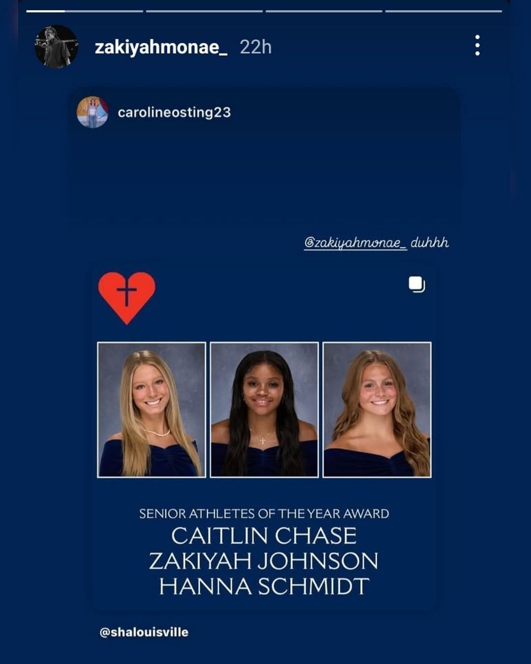 LSU commit ZaKiyah Johnson named senior athlete of the year at Sacred Heart School. (Image via Instagram @zakiyahmonae_)